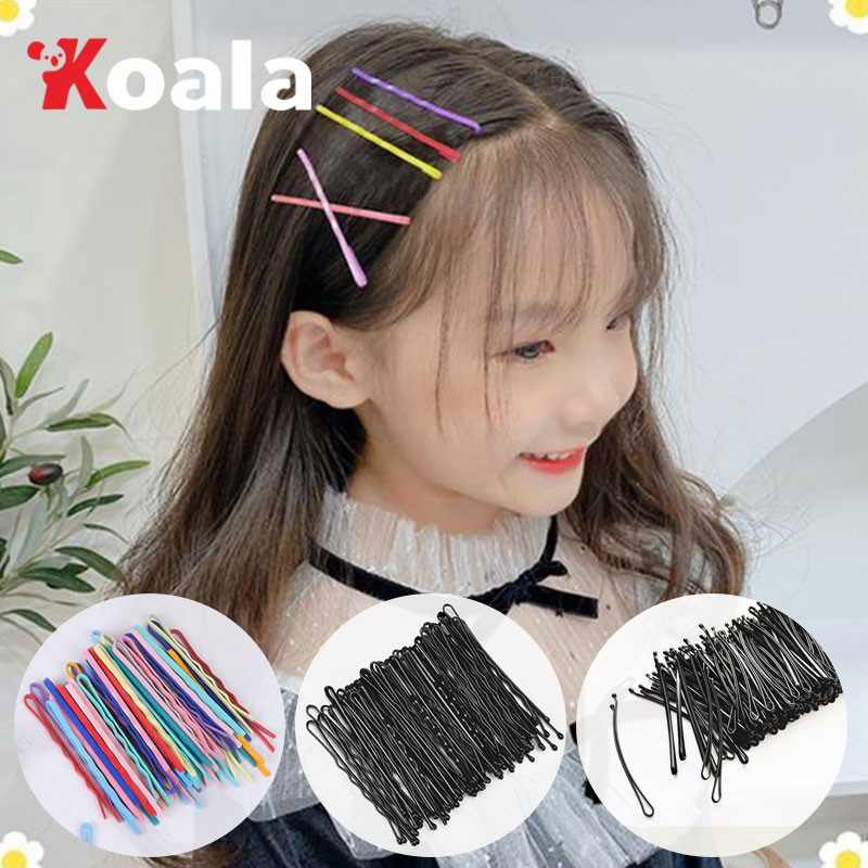 KOALA 50ชิ้นคลิปหนีบผมขนาดเล็กกิ๊บติดผมเวอร์ชั่นเกาหลีของเส้นลวดสีดำโฟลเดอร์หนึ่งที่มีกิ๊บติดผม
