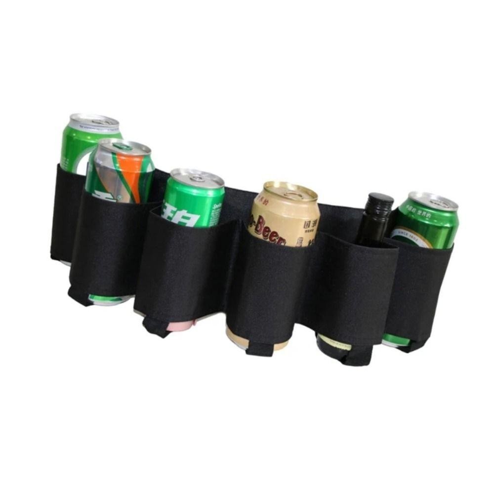 Forbetter กระเป๋าคาดเอวเก็บเบียร์, 6 กระเป๋า 6 กระป๋องที่เก็บเครื่องดื่ม Fannypack, เครื่องดื่มที่ใส่เข็มขัดลวงตาปรับมั่นคงผู้ถือเข็มขัดเบียร์เอวแพ็คปิคนิค