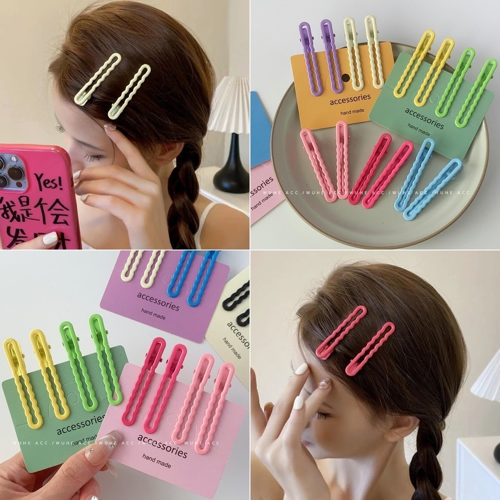 โจโจ้ โกโก้ สีลูกกวาดกิ๊บติดผมไร้รอยต่อผู้หญิงบางหยักผมม้ากิ๊บหักเครื่องประดับผมหวาน