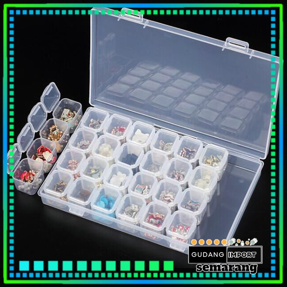 BIUTTE.CO GRID BOX 28 ช่องแยก REMOVABLE MONTE JEWELRY BOX BEAD BUTTON MOTE GLASS BEADS