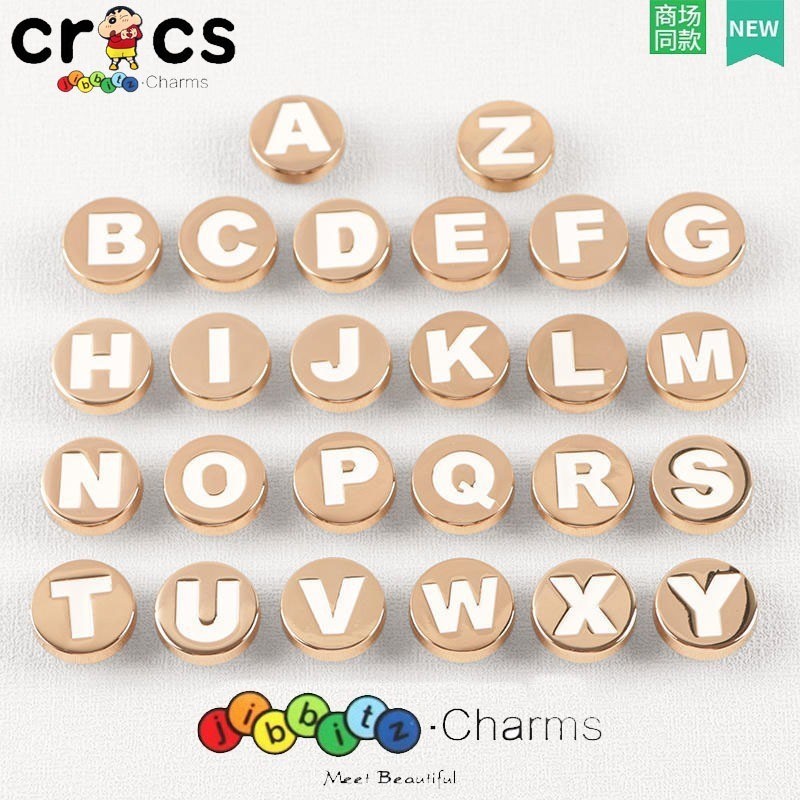 Jibbitz Crocs จิ๊บบิท ติดรองเท้า Gold Bright Surface ของแทั Jibbitz Crocs เกาหลี