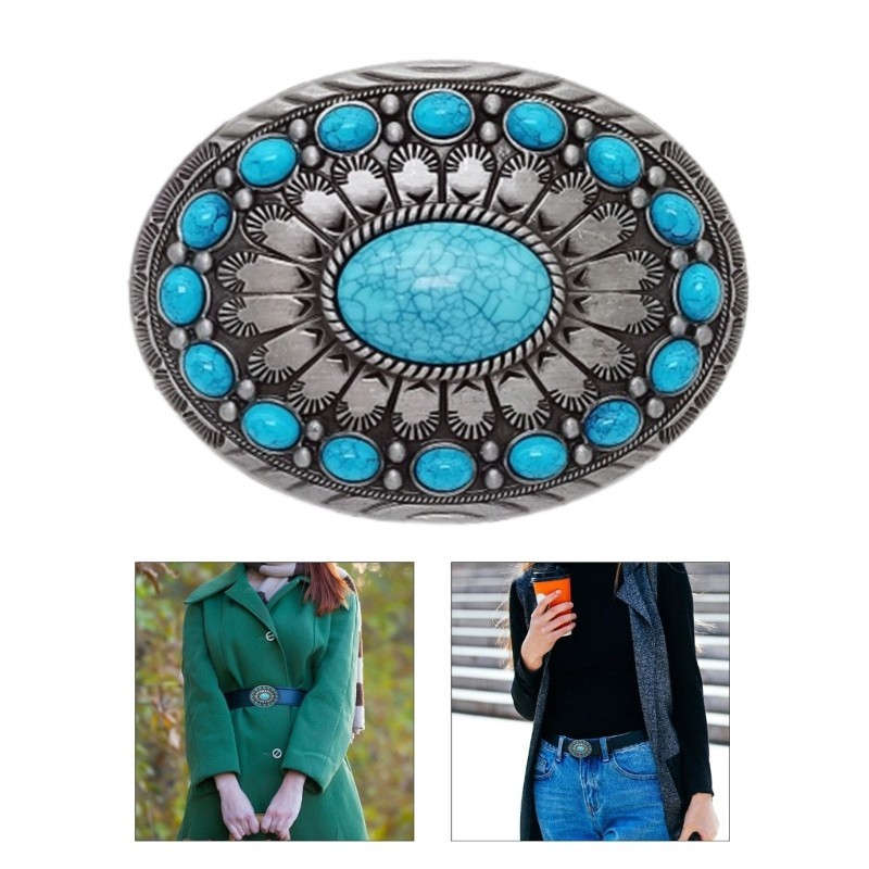 Whi Turquoise Metal Relief Belt Buckle Delicate Belt Buckle Teen Replacement Belt Supply