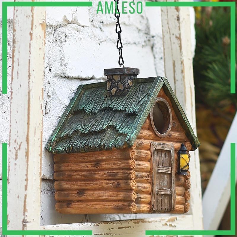 [Amleso] บ้านนกกลางแจ้ง Hummingbird Nest Shelter สําหรับ Cardinal Bluebird Birds Hut รังนกสําหรับตกแต่งลานสนามหญ้า