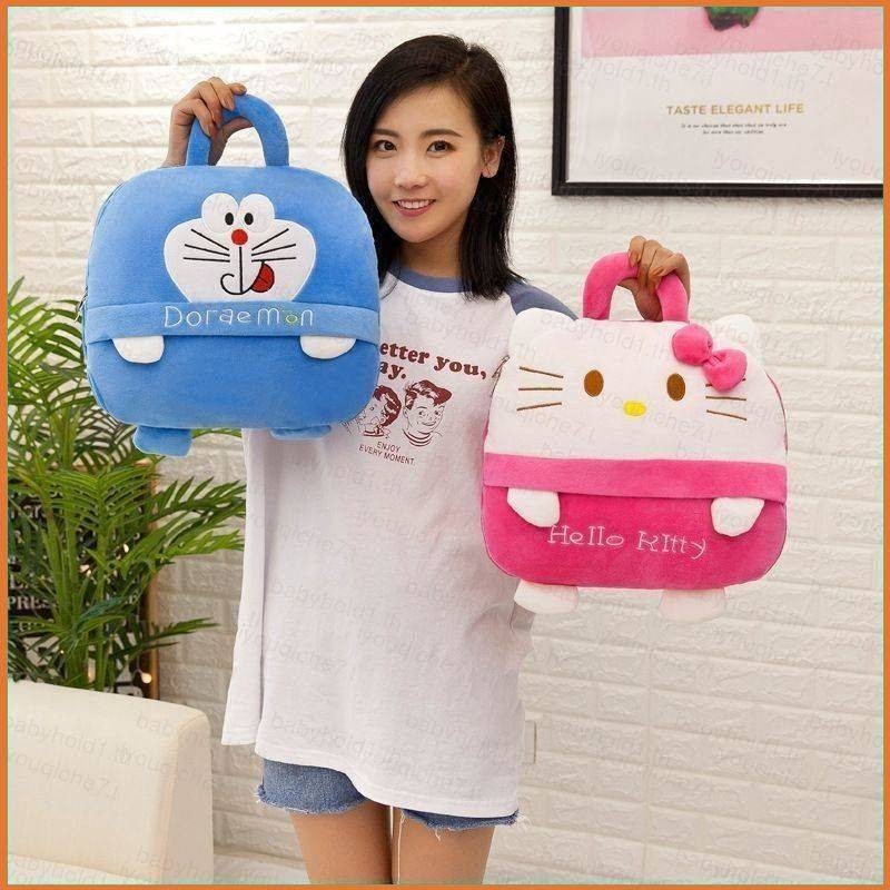 โดราเอมอน Stitch Pikachu การ์ตูนหมอนผ้าห่ม dual-purpose office เครื่องปรับอากาศเบาะเด็กงีบผ้าห่ม