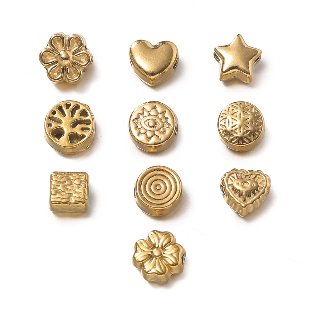 St. kunkka 10 ชิ้นสแตนเลส Spacer ลูกปัดผสมสไตล์สูญญากาศชุบดอกไม้ลูกปัดสําหรับ DIY สร้อยข้อมือสร้อยคอทํา — صورة 7