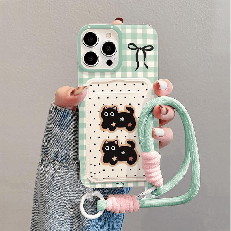 👏GOOD👏เคสIPhone 16 13 15 12 11 14 Pro Max 7Plus 15 7 8 14 Plus X XR XS Max SE 2020 แฟชั่นการ์ดแมวตัวน้อยดูเดิลตลก