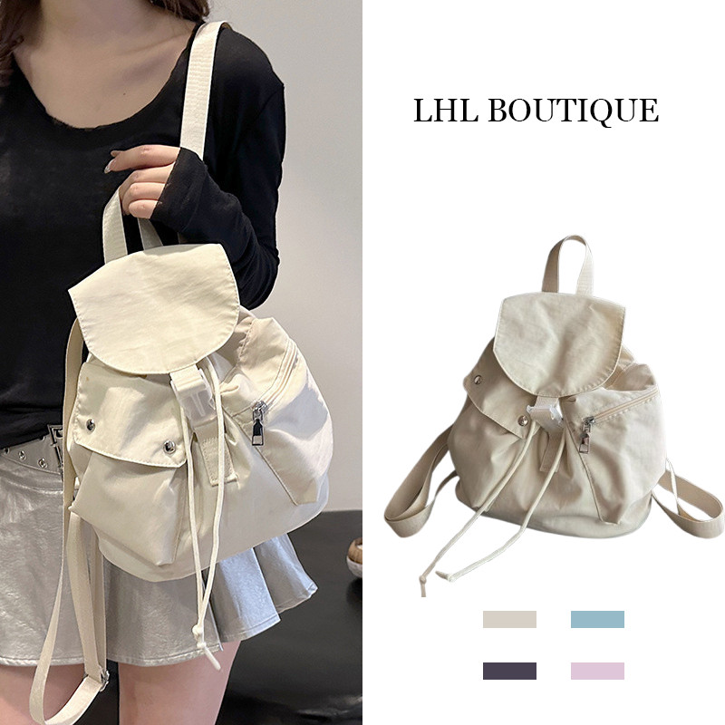 LHL BOUTIQUE ร้อยชุด ความเรียบง่าย กระเป๋าเป้สะพายหลัง ความจุขนาดใหญ่ สไตล์ใหม่ น้ำหนักเบา แฟชั่น กระเป๋าสะพายคู่