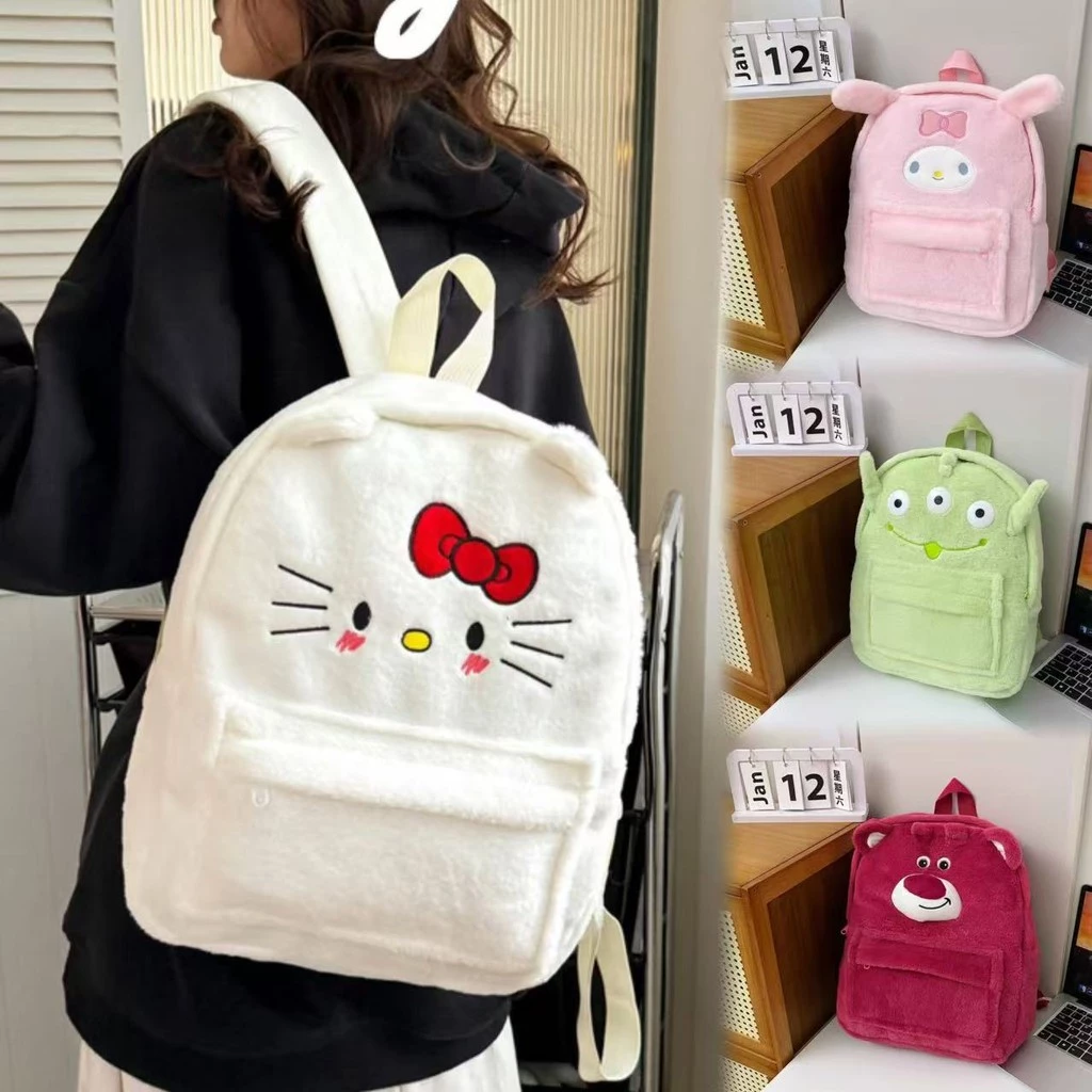 cocobaby: กระเป๋าเป้สะพายหลัง ผ้ากํามะหยี่ขนนิ่มขนาดเล็ก ลายการ์ตูนตุ๊กตาหมี สามมิติ น่ารัก KY79