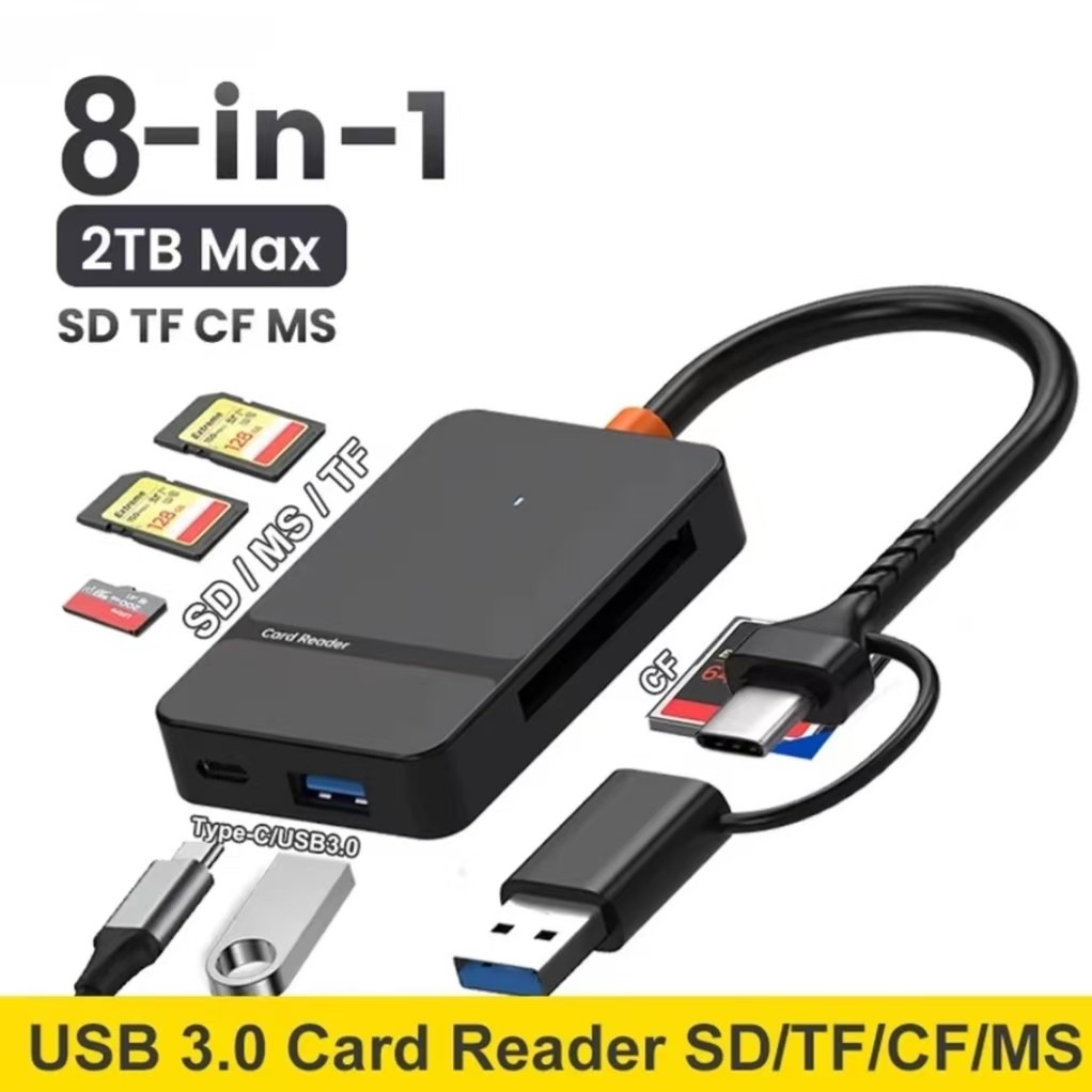 8 in 1 USB 3.0 ประเภท C ถึง MS CF SD TF Compact Flash Card Reader อะแดปเตอร์สําหรับ U Disk Memory St