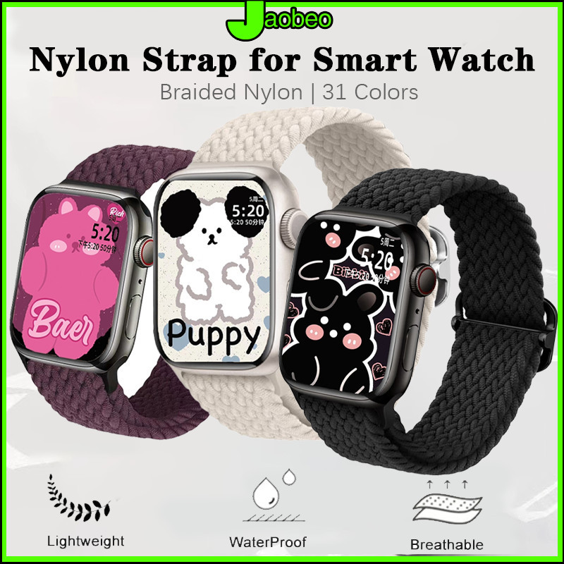 ยืดกีฬาไนล่อนถักเทป for 45มม 41มม 44มม 42มม. 40มม. 38มม. Iwatch Ultra 4 3 2 SE 2 Series 11 12 10 9 8 7 6 5 4 49 46