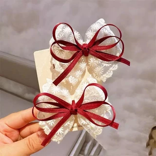 ลูกไม้น่ารัก Bowknot Hairpin Duckbill คลิปด้านข้าง Bangs เครื่องประดับผม