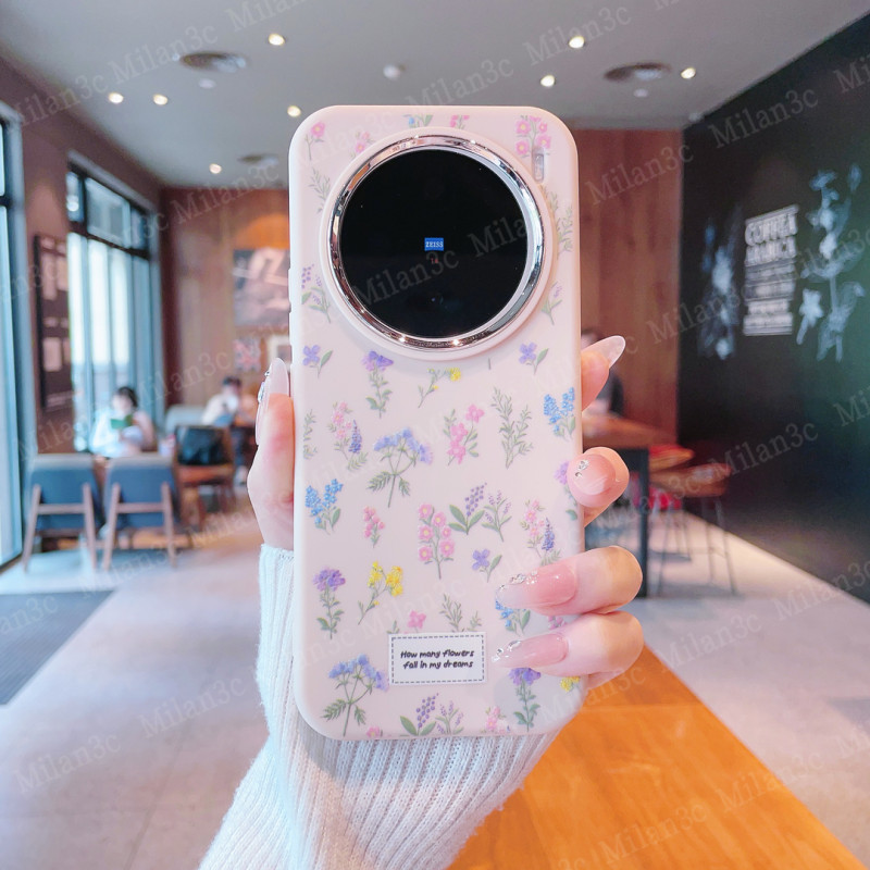 เคส Vivo X200 X100 5G เคส Vivo X200 X100 Pro เคสโทรศัพท์กันกระแทก ลายดอกไม้สีสันสดใส สีชมพู