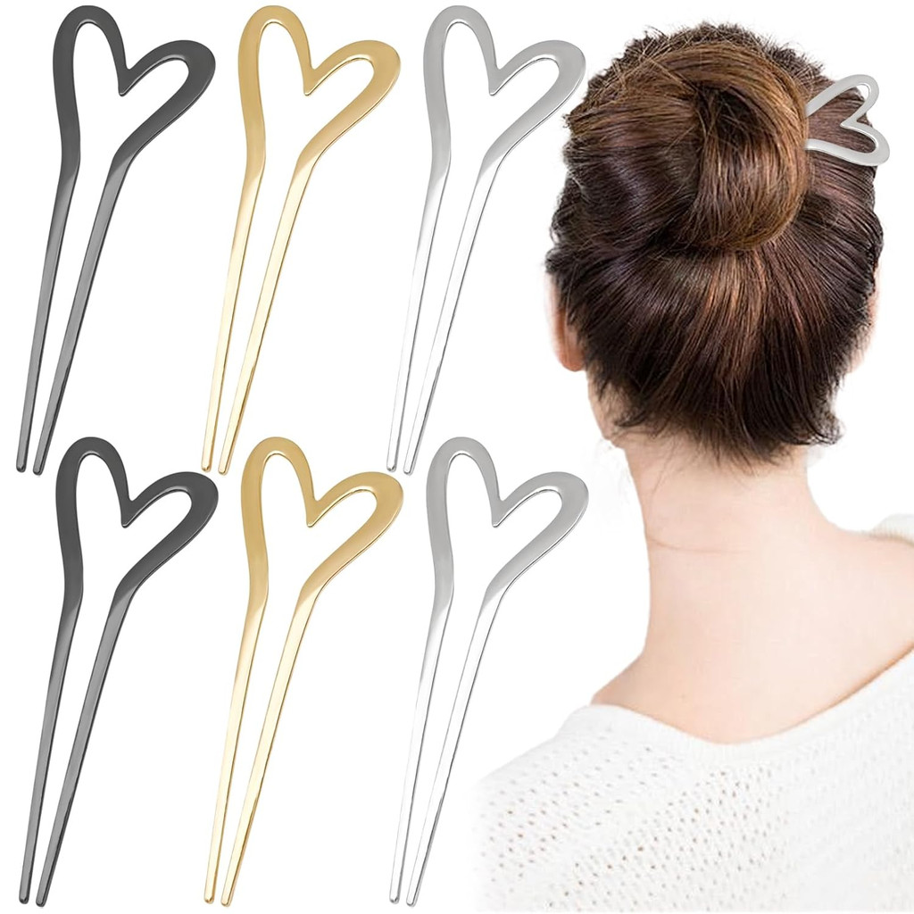 โลหะ U รูปผม Pins Elegant Geometric Hair Bun ผม Stick ผู้หญิงด้านหลังหัวคลิปผมอุปกรณ์เสริม