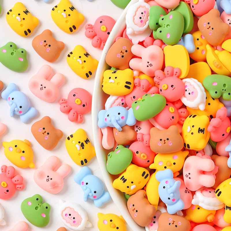 [100 ชิ้นในสต็อก] เคสโทรศัพท์เรซินทำมือรูปสัตว์การ์ตูน กระต่าย หัวกบ อุปกรณ์ DIY