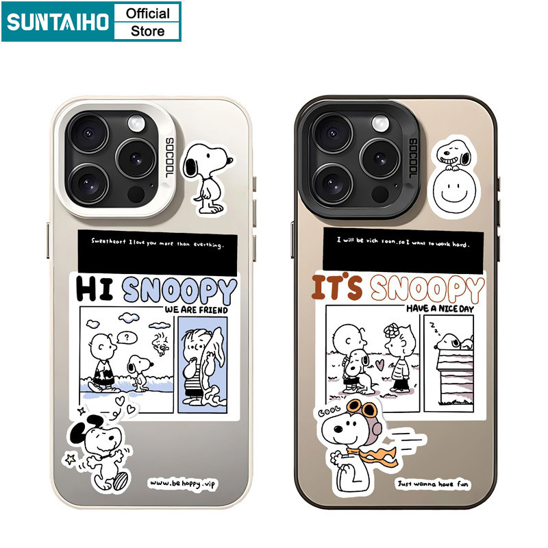 Suntaiho เคสไอโฟน ตลกที่ไม่ซ้ํากัน Snoopy รูปแบบ Clear Frosted สําหรับ Iphone 16 15 14 13 12 11 Pro 