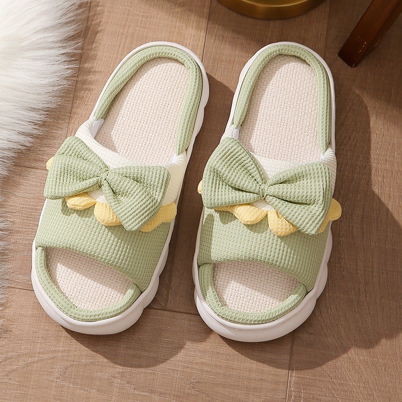 Mushi COD รองเท้าผู้หญิงรองเท้าแตะแบนรองเท้าแตะในร่มรองเท้าแตะผ้าลินิน Anti-slip Home Anti-slip & WDYZ201S