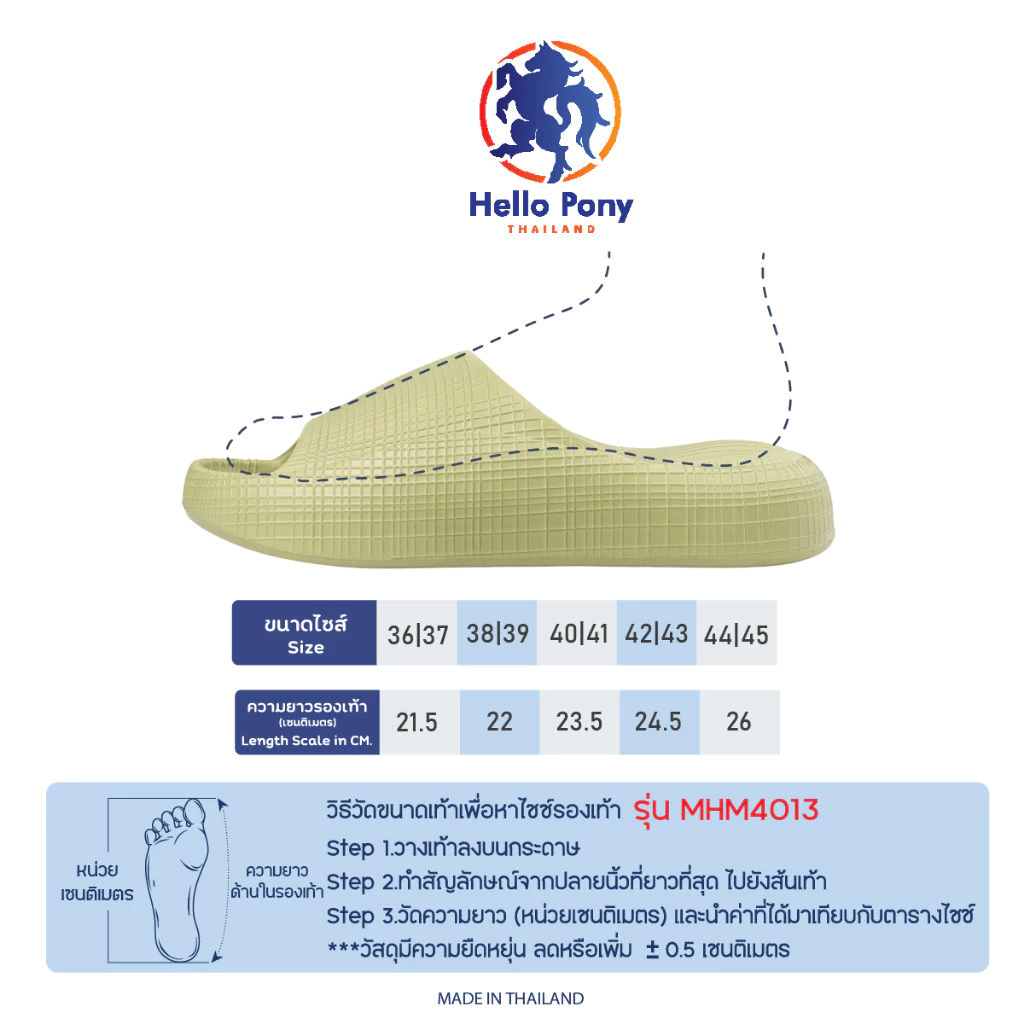 Hello Pony MHM4013 ลายตาราง รองเท้านิ่ม ส่งเร็ว รองเท้าใส่อยู่บ้าน ผู้หญิง รองเม้า แตะ กันลื่น Unisex ใส่สบาย รองเท้าแตะ thumbnail 4