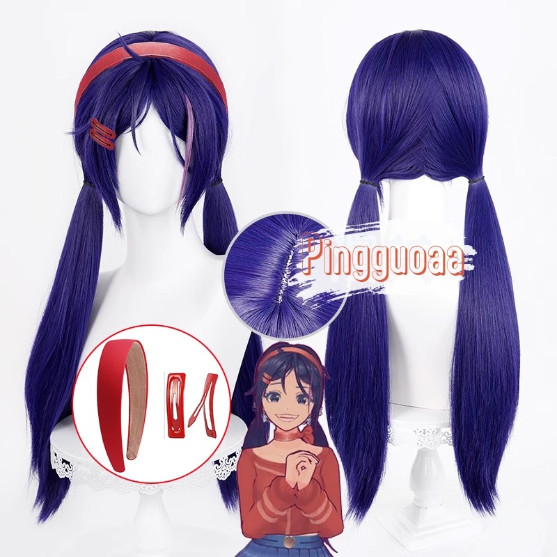 💯 【Manmei】Miside Mita Cosplay Wig 68cm Long Mixed Color Heat Resistant Synthetic Hair