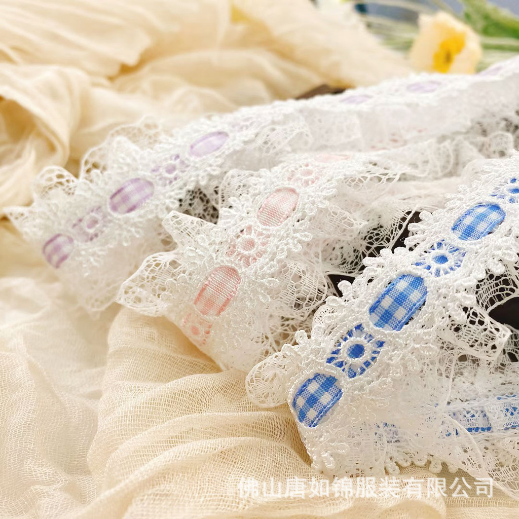 ริบบิ้นลูกไม้ลายสก๊อต ลูกไม้ อุปกรณ์เสริม เสื้อผ้า อุปกรณ์ตกแต่งบ้าน ลูกไม้ DIY