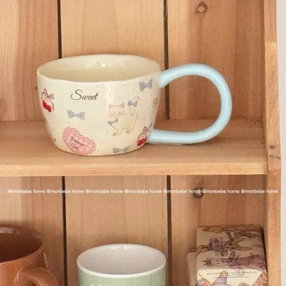 แก้วนม แก้วกาแฟ ลายแมวน่ารัก ใช้ไมโครเวฟได้ มี 3 ลายให้เลือก พร้อมส่ง