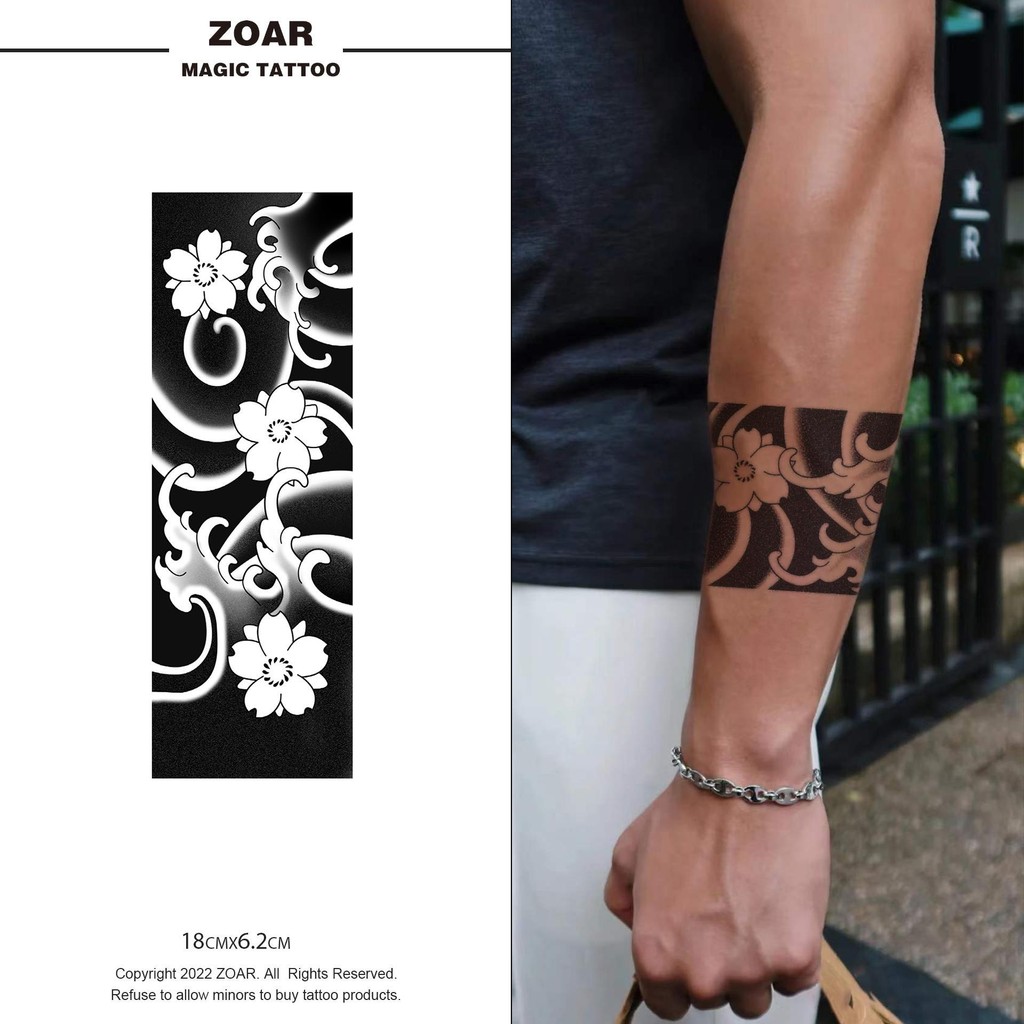 ZOAR-D59 แทททูกันน้ำ สติ๊กเกอร์แทททูสมุนไพรแขน  กันน้ำ กันรอยขีดข่วน ติดทนนาน กึ่งถาวร