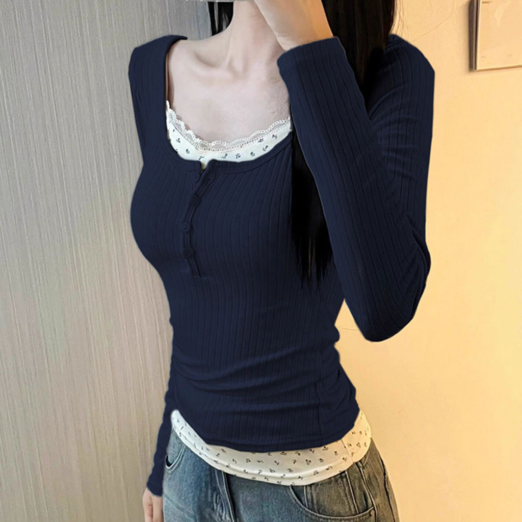 เสื้อแขนยาว สไตล์ฝรั่งเศสลายดอกไม้ลูกไม้สุดหวาน - รูปที่ 2