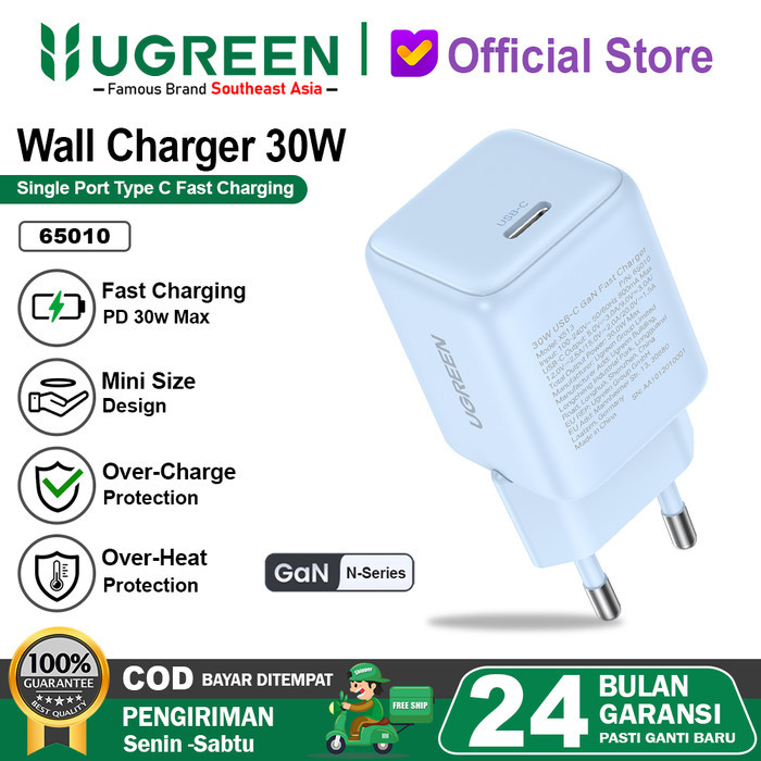 BEST QUALITY-[ bimowarso ] UGREEN Wall Charger Mini PD Type C Fast Charging 20w 30w 45w - GAN N 30W 