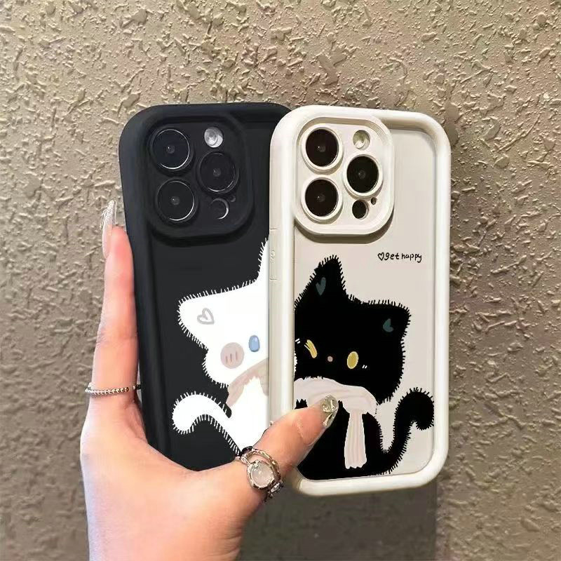JG| เคส สำหรับ Huawei Nova 5T 7i Y6P Y7A Y6s Y6 Y7 Y9 Prime 2019 P30 Pro Honor X5B X5C X6B X7 X7A X7B X7C X7D X8 X8A X8B X8C X9 X9A X9B X9C X9D เคสโทรศัพท์คู่ ผ้าพันคอน้ำผึ้ง แมว นุ่ม แองเจิลอาย
