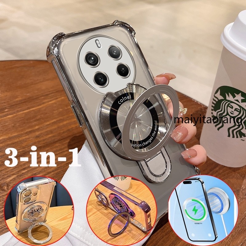 [3 In 1]สําหรับRealme 12 pro 5g realme 12 PLUS + 5g 2024 กระจกกันกระแทกขาตั้งAnti-Fallชุบเคสโทรศัพท์แบบนุ่มพร้อมตัวป้องกันเลนส์กล้องฝาหลังXXXB4