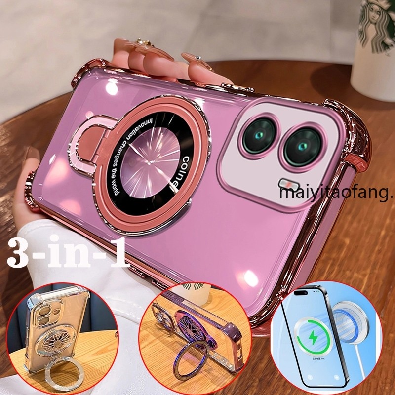 [3 in 1]สําหรับVIVO Y15S VIVO Y15A VIVO Y01 TPUชุบU Bracketสี่มุมโปร่งใสกันกระแทกเคสโทรศัพท์QAZWSI