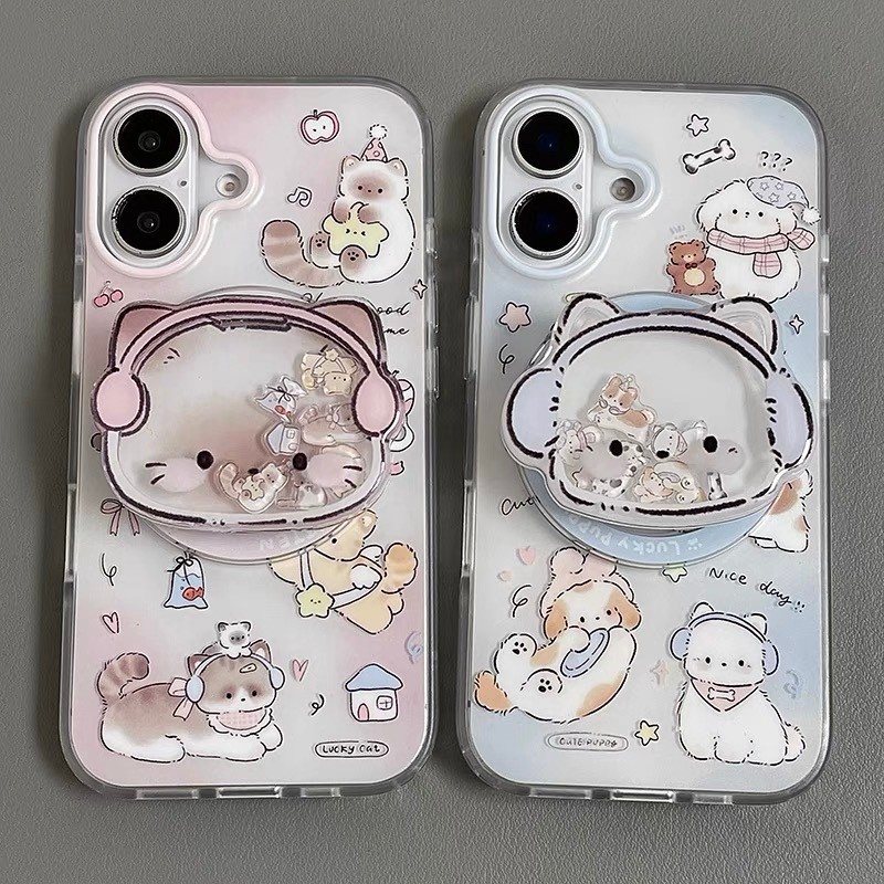 ชุดหูฟังเพลงสั่น Cat วงเล็บแม่เหล็ก Samsung S26 S25 S24 S23 S22 + Note20 Ultra S21 FE A16 A55 เคสโทรศัพท์