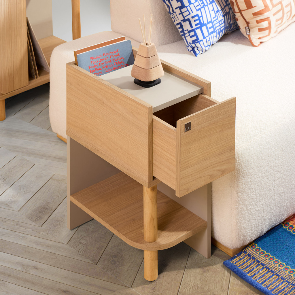 SB Design Square ELLE DÉCOR - โต๊ะข้างด้านซ้าย รุุ่น JOLIE สีไม้ธรรมชาติ (25x40x55 ซม.)  แบรนด์ ELLE DECOR X SB DESIGN S