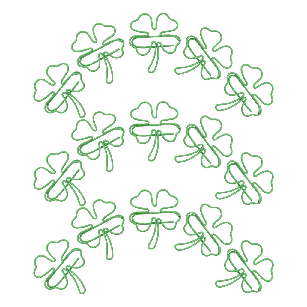 20 ชิ้น Four Leaf คลิปหนีบกระดาษ Binder คลิปโลหะบุ๊คมาร์คสีเขียวเทศกาลสําหรับ Office School