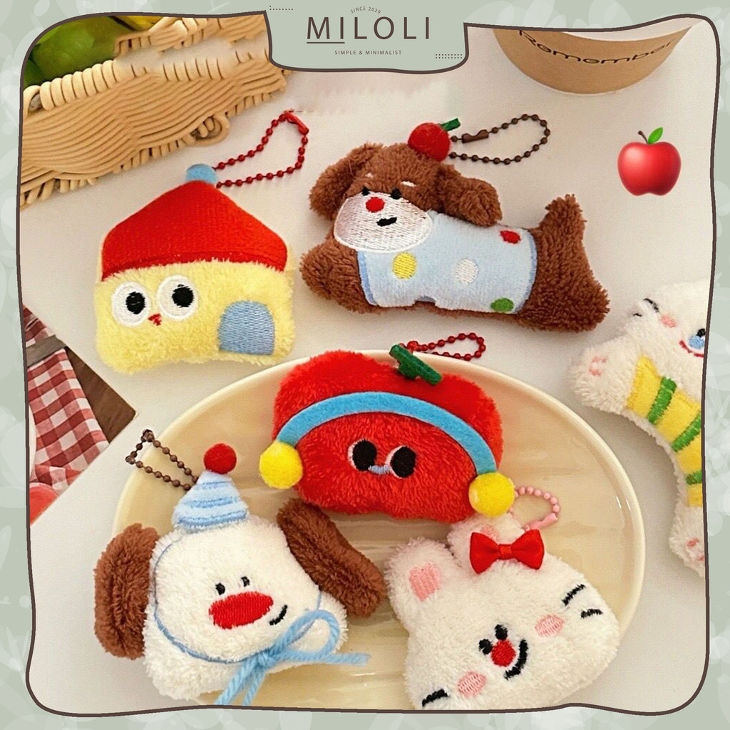 GANTUNGAN [MILOLI] 1 ชิ้น KEYCHAIN CARTOON CUTE PUPPY KEYCHAIN Soft Furry Doll Key Ring อุปกรณ์เสริม