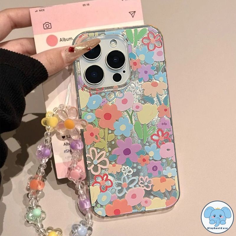 เคสไอโฟน15 เคส IPhone 13 14 16 11 15 12 Pro Max X XR XS Max 8 7 15 Plus SE เคสดอกไม้หลากสีสันในฤดูร้อนที่สร้างสรรค์