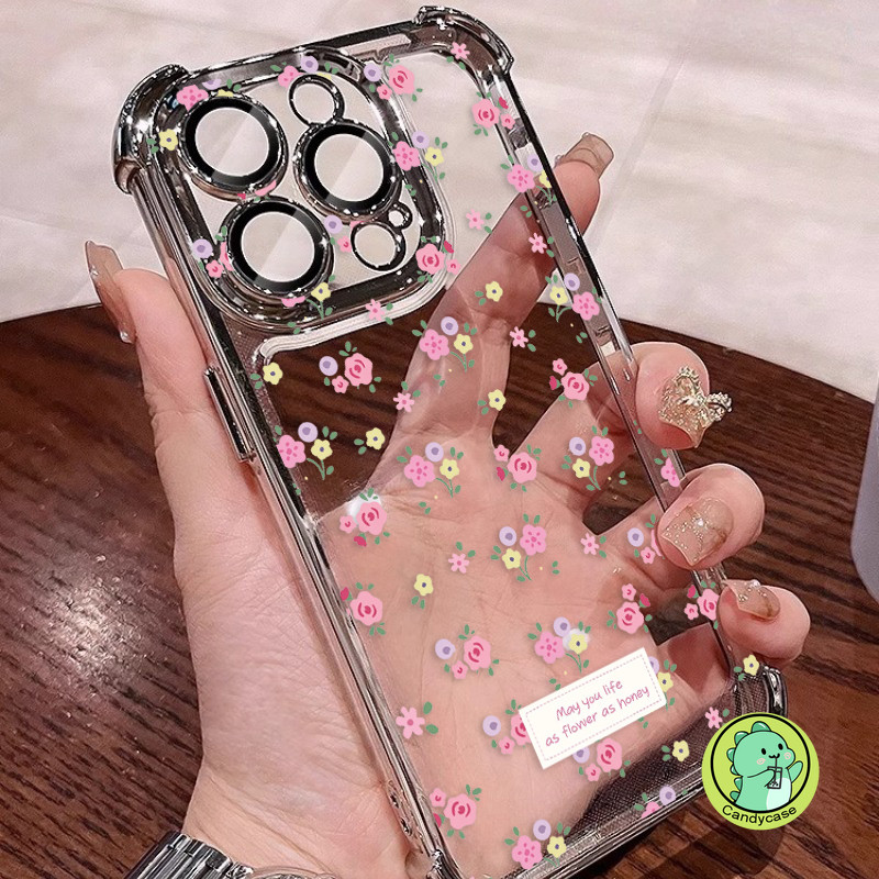 ดอกไม้น่ารักชุบปลอกสําหรับoppo A5 A3 Pro 5G A3X A80 A60 A40 A76 A36 A78 A58 A58X A97 A96 A95 A94 A9 A5 2020 5G 4Gหรูหราฝาหลังเคสโทรศัพท์กันกระแทก