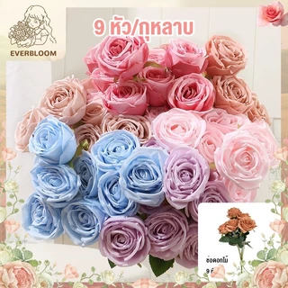 🌹 ดอกกุหลาบประดิษฐ์ 9 ช่อ 💐 ตกแต่งถนนในงานแต่งงาน 💒 ดอกไม้ปลอมจัดซุ้ม สวยหรู ✨