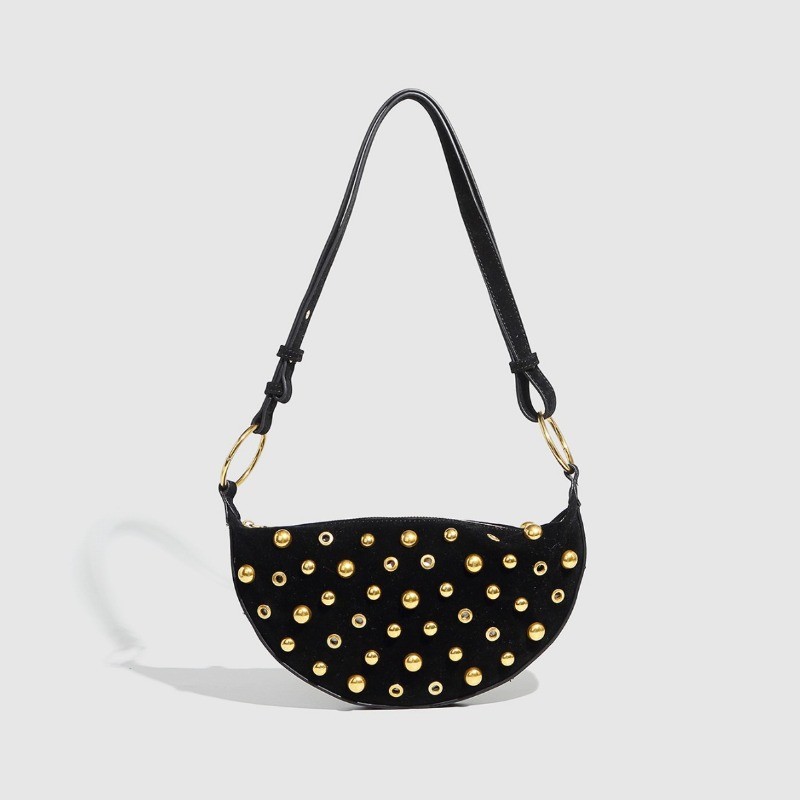 IELGY Willow Nail Ladies Bag Polka Dot Diagonal Punk Style Shoulder Bag