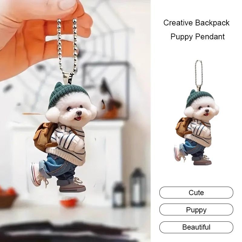 Creative Backpack Puppy Pendant Cute Bag Key Chain Ins Style Acrylic Key Chainideyia.th