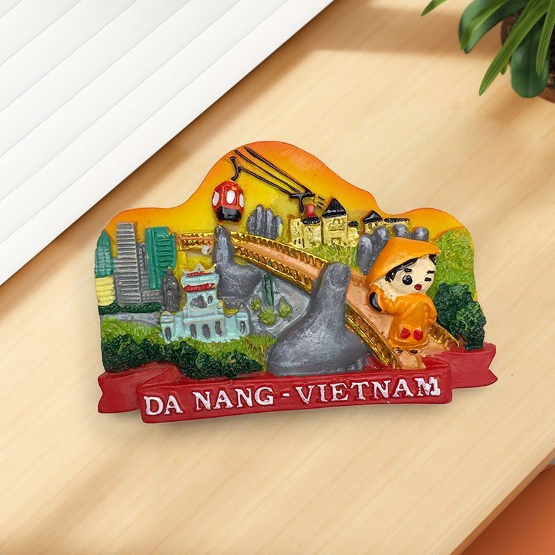 เวียดนามเมืองดานังสถานที่สําคัญสถาปัตยกรรมการท่องเที่ยวที่ระลึกติดตู้เย็นกระเบื้องแม่เหล็ก 3 มิติวาดด้วยมือความคิดสร้างสรรค์ดูดเครื่องประดับ