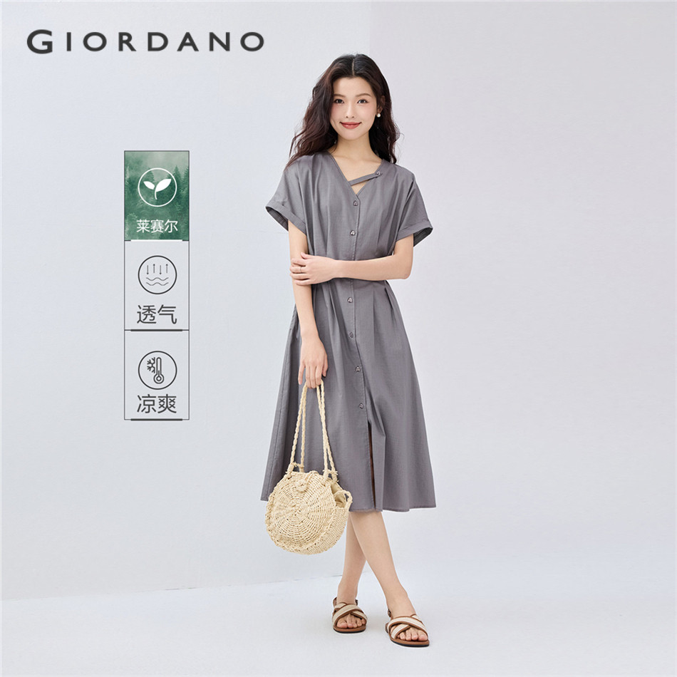 GIORDANO WOMEN Strap v-neck short kimono sleeve dress 05465334