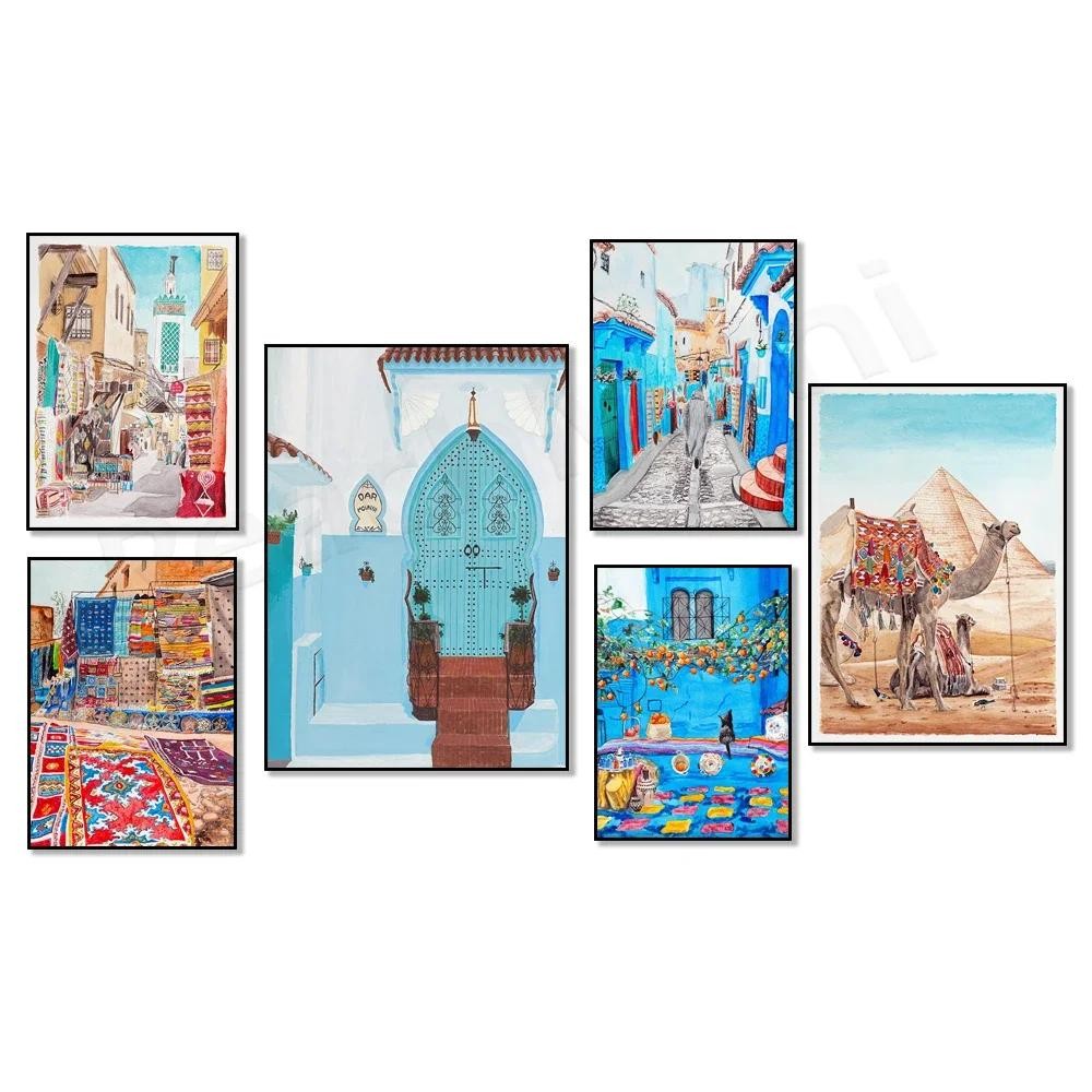 โมร็อกโก Travel Art Chefchaouen Fez Marrakech Medina Karnak Temple Spice Shop Zaytuna มัสยิด Wall De