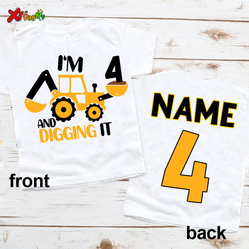เสื้อวันเกิดก่อสร้างเด็กชาย T เสื้อ Dump รถบรรทุกเสื้อวันเกิดรถขุดเสื้อวันเกิดเด็กวัยหัดเดินเด็กทารก 3rd วันเกิด Im 4 ราคา ถูกที่สุด ดีลบีเคเค แกลเลอรีภาพที่ 7