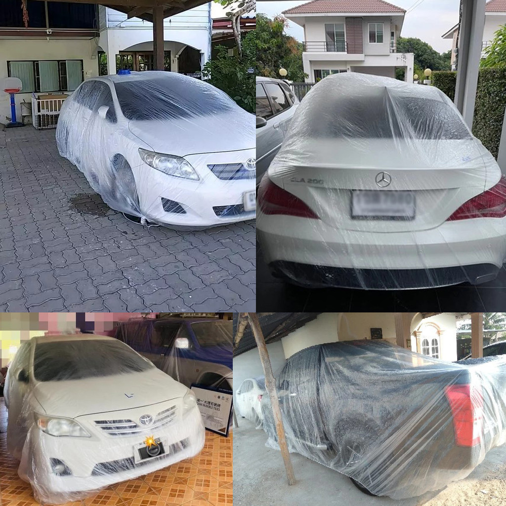 ผ้าคลุมรถใสทนทาน กันลมแรง-ฝุ่น-น้ำ ดีไซน์เรียบง่ายไม่บดบังสไตล์รถ ผ้าคลุมรถแบบปกป้อง เนื้อผ้าโปร่งใส กันรอยขีดข่วน-UV99%