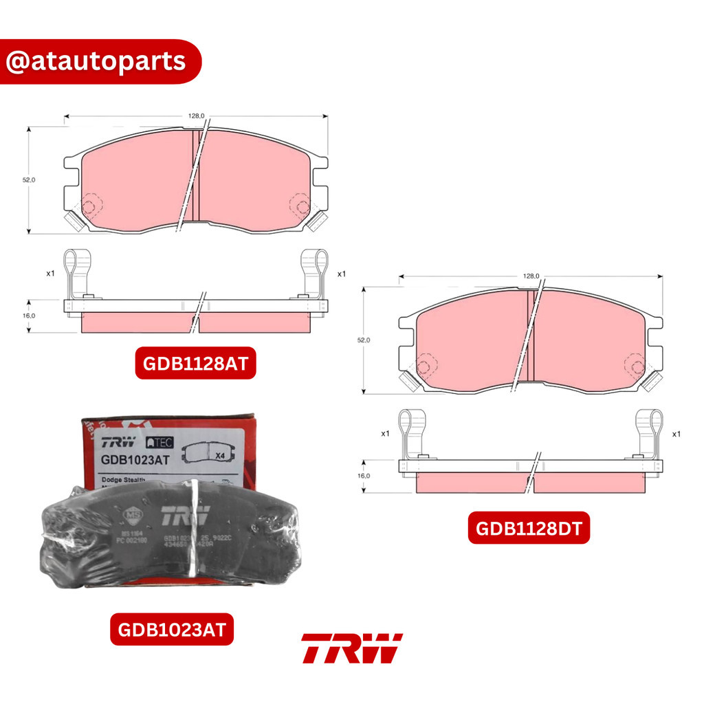 TRW ผ้าดิสเบรคหน้า ผ้าดิสเบรคหลัง MITSUBISHI SPACE WAGON 1.8L, 2.0L GLXi ปี 91 - 97 (GDB1128AT) (GDB1128DT) (GDB1023AT)