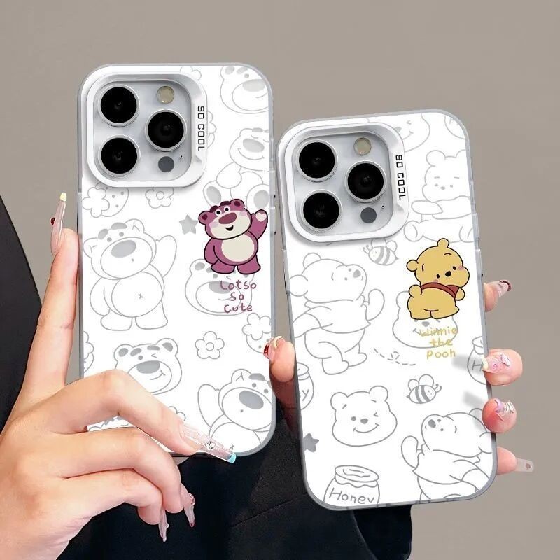 เคสโทรศัพท์มือถือแบบแข็ง กันกระแทก ลายหมีสตรอเบอร์รี่น่ารัก หรูหรา สําหรับ Samsung Galaxy A54 A55 A15 A35 A14 A34 A05 A05S A13 A23 A33 A53 A73 A52 A25 A75