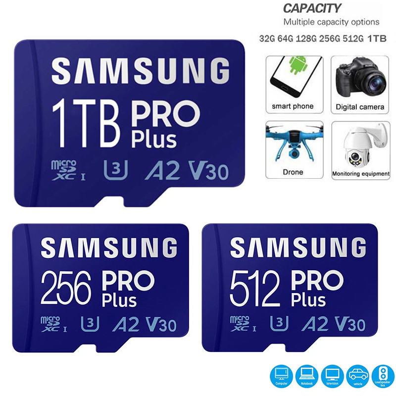 การ์ดหน่วยความจํา ความเร็วสูง Micro SD TF Card EVO Plus Card 128G 256G 512G 1TB Class 10 UHS-I 32GB 64G สําหรับกล้องวงจรปิดขับขี่