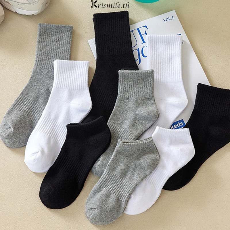 COD-ในไทย💖ถุงเท้ากลางฤดูใบไม้ร่วงและฤดูหนาวผู้หญิงสไตล์ญี่ปุ่นถุงเท้าสีทึบแฟชั่นมัดปากถุงเท้ากีฬา-Kri