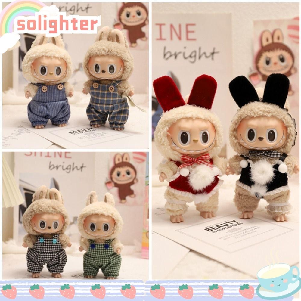 Solighter เสื้อตุ๊กตา Labubu ผ้าฝ้าย ทนทาน 17 ซม. หลากสี อุปกรณ์เสริม สําหรับตุ๊กตาลาบูบู