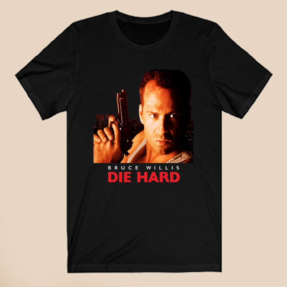 Die Hard Bruce Willis เสื้อยืดสีดําผู้ชาย